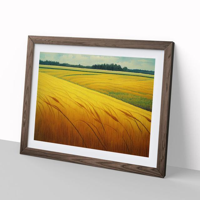 Watercolour Wheat Field Vol.5 - Picture Frame Graphic Art Marlow Home Co. Size: 34cm H x 46cm W, Format: Walnut on Productcaster.