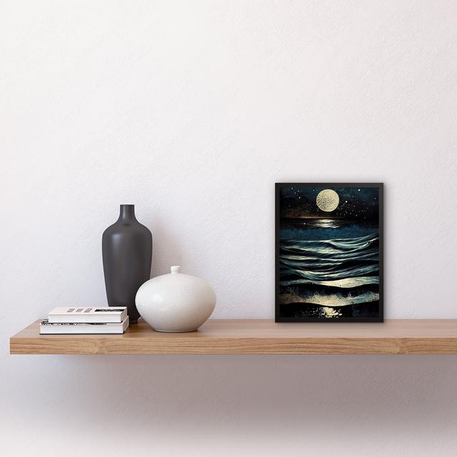 Cirillo Full Moon Rising Over Clear Night Sky Tidal Waves - Single Picture Frame Art Prints House of Hampton on Productcaster.