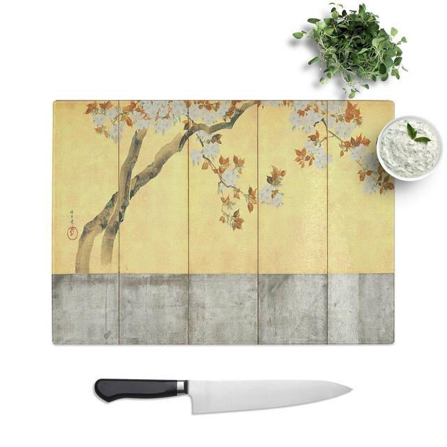 Tempered Glass Blossoming Cherry Trees Vol.2 Chopping Board East Urban Home Size: 28.5 cm W x 20 cm L on Productcaster.