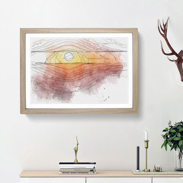 Sunset over the Hills in Abstract - Picture Frame Graphic Art Print East Urban Home Size: 36cm H x 48cm W x 2cm D, Frame Option: Oak Framed on Productcaster.