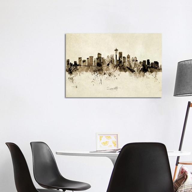 Seattle Washington Skyline by Michael Tompsett - Wrapped Canvas Painting Latitude Run Size: 66.04cm H x 101.6cm W x 1.91cm D on Productcaster.