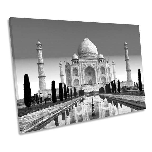 Taj Mahal India Landmarks B&W CANVAS WALL ART Framed Print Ebern Designs Size: 30.5cm H x 45.7cm W x 2cm D on Productcaster.