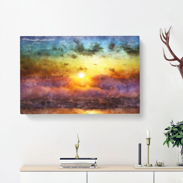 Rainbow Sunset over the Ocean - Wrapped Canvas Painting Print East Urban Home Size: 50cm H x 76cm W x 3cm D on Productcaster.