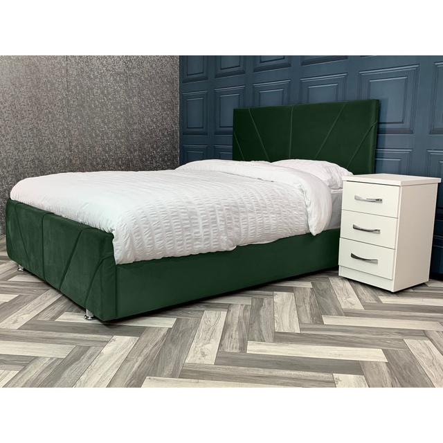 Liesel Upholstered Bed Frame Etta Avenue Size: Small Double (4'), Colour: Emerald Green on Productcaster.