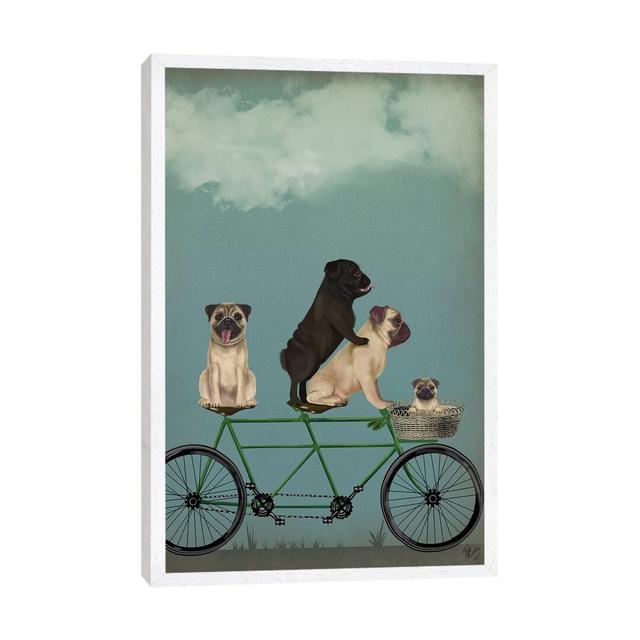 Pug Tandem by Pug Tandem - Graphic Art Print on Canvas Viv + Rae Size: 66.04cm H x 45.72cm W x 3.81cm D, Frame Option: White Framed on Productcaster.