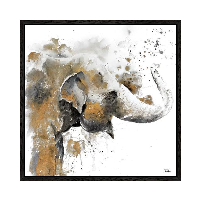 Water Elephant With Gold by Patricia Pinto - Print on Canvas Viv + Rae Format: Black Floater Frame, Size: 93.98cm H x 93.98cm W x 3.81cm D on Productcaster.