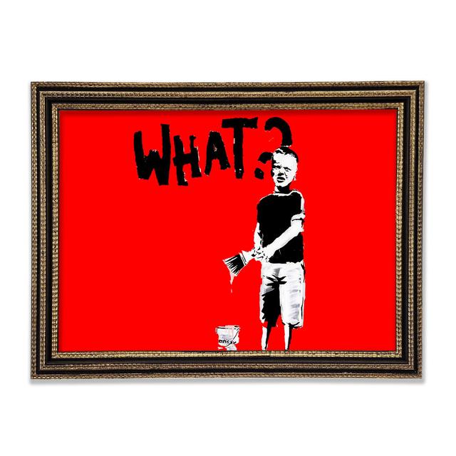 Graffiti Kid What Red Framed Print Ebern Designs Format: Black Gold Framed Paper, Size: 42cm H x 59.7cm W x 3cm D on Productcaster.