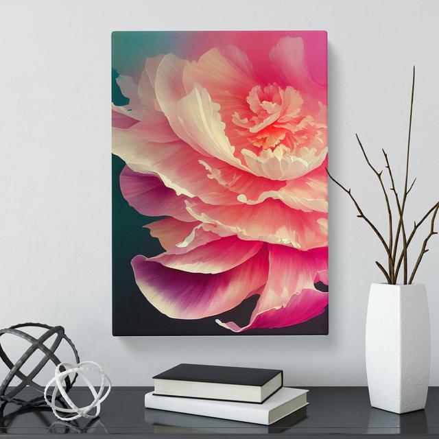 Generre Peony Flower - Wrapped Canvas Graphic Art Marlow Home Co. Size: 60cm H x 40cm W x 3cm D on Productcaster.