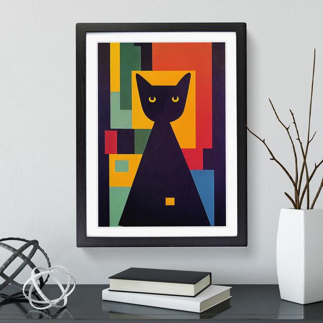 Geometric Cat No.3 Abstract - Single Picture Frame Print George Oliver Frame Colour: Black, Size: 64cm H x 46cm W x 2cm D on Productcaster.