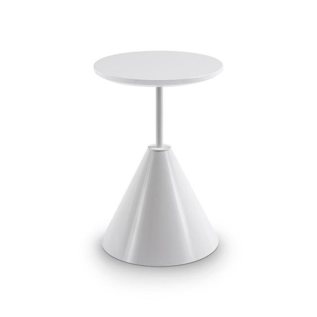 Round Side Table Ivy Bronx Table Top Colour: White, Table Base Colour: White on Productcaster.