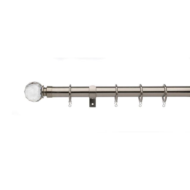 Jacinta 2.8cm Single Curtain Pole Rosdorf Park Size: 180cm, Colour: Satin Steel on Productcaster.