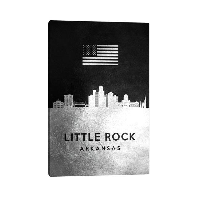 Little Rock Arkansas Silver Skyline by Adrian Baldovino - Wrapped Canvas Graphic Art Ebern Designs Size: 45.72cm H x 30.48cm W x 1.91cm D on Productcaster.