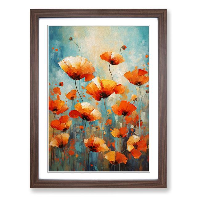 Poppy Field Abstract No.3 - Single Picture Frame Art Prints on Wood Marlow Home Co. Size: 46cm H x 34cm W x 2cm D, Format: Walnut Framed on Productcaster.