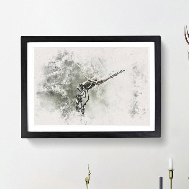 Perched Dragonfly - Picture Frame Painting Print East Urban Home Frame Option: Black Framed, Size: 62cm H x 87cm W x 2cm D on Productcaster.