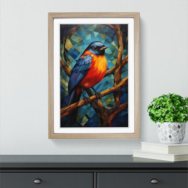 Robin Bird Orphism - Print Marlow Home Co. Size: 46cm H x 34cm W x 2cm D, Format: Oak Framed on Productcaster.