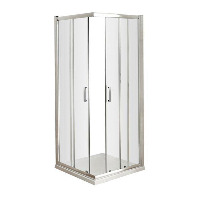 Square Shower Enclosure - 1850 x 885 mm Nuie Size: 185cm H x 90cm W x 0.6cm D on Productcaster.