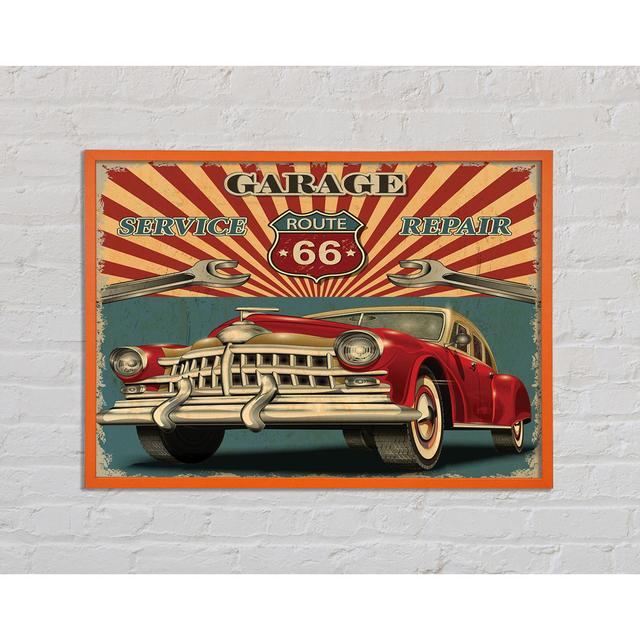 Route 66 Garage - Einzelner Bilderrahmen Kunstdrucke Happy Larry Größe: 42cm H x 59,7cm B on Productcaster.