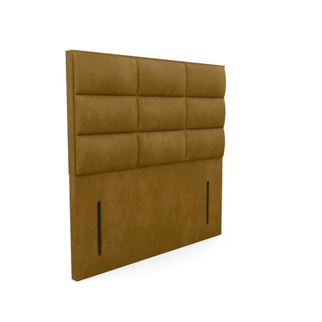 Upholstered Headboard Ebern Designs Size: Small Double (4'), Upholstery: Velvet - Gold on Productcaster.