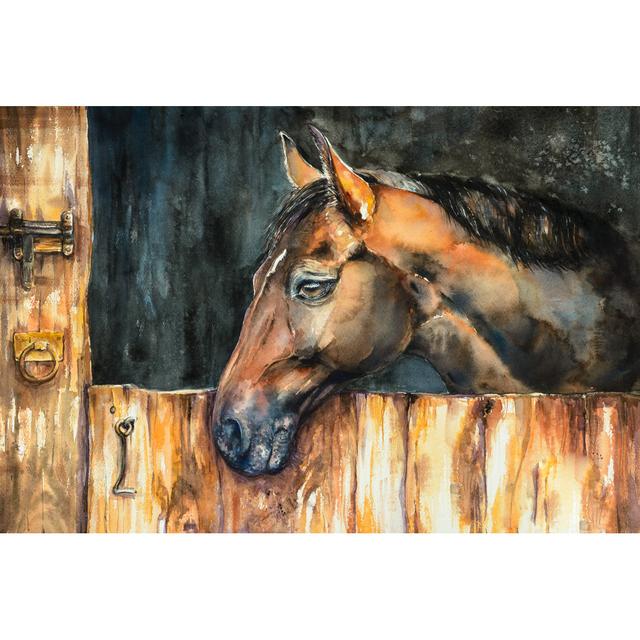 Lawrenson Horse Portrait by Deep Green - Wrapped Canvas Art Prints Brambly Cottage Size: 30cm H x 46cm W x 3.8cm D on Productcaster.