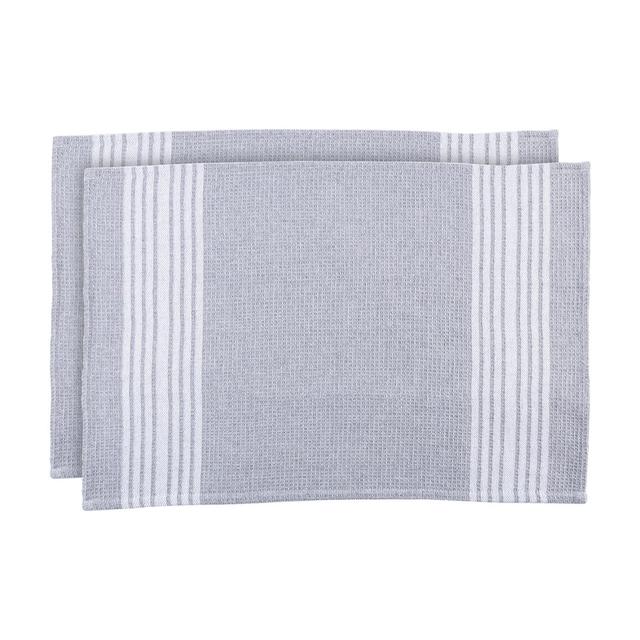 Cotton Stripe Tea Towel Kitchen Towel (Set of 2) Nicola Spring Colour: Grey on Productcaster.