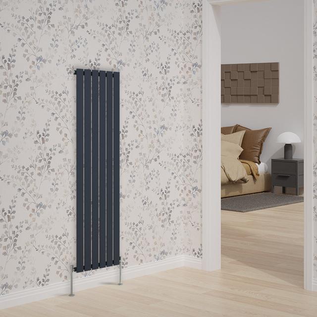 Briscoe Vertical Single Flat Panel Radiator Belfry Heating Radiator Colour: Anthracite, Size: 160cm H x 40.8cm W x 5.2cm D on Productcaster.