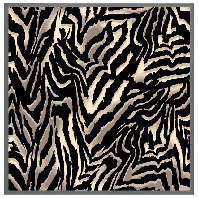 Lulette Gold Zebra Print - Single Picture Frame Print World Menagerie Size: 51cm H x 51cm W x 4cm D, Frame Colour: Grey Framed on Productcaster.