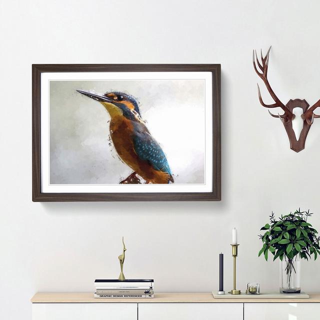 Graceful Kingfisher Bird in Abstract - Picture Frame Painting Print on MDF East Urban Home Size: 36cm H x 48cm W x 2cm D, Frame Option: Walnut Framed on Productcaster.