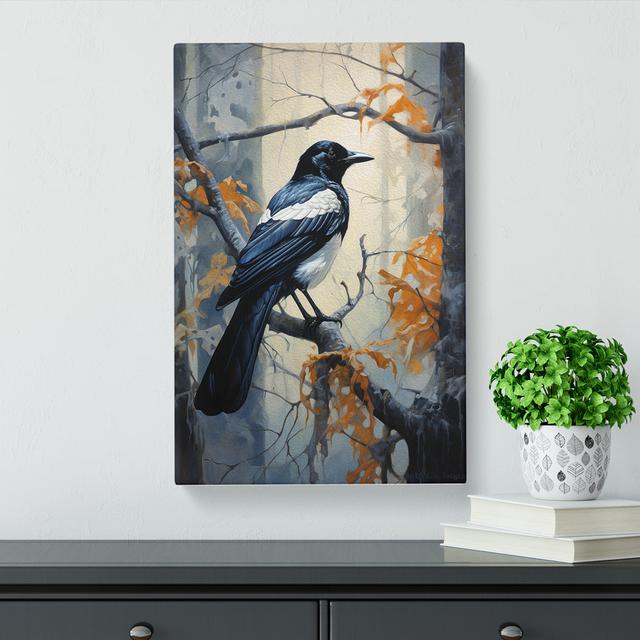 Magpie Symbolism - Wrapped Canvas Art Prints Marlow Home Co. Size: 60cm H x 40cm W x 3cm D on Productcaster.