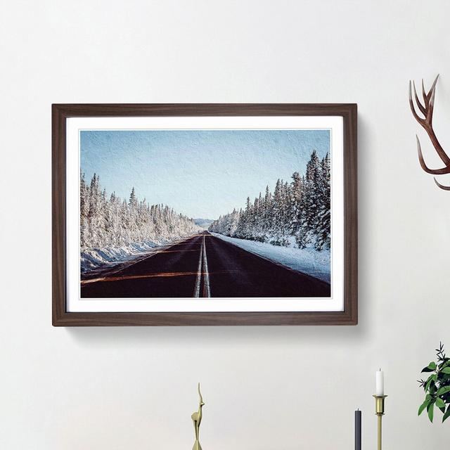 Road Through a Forest in Canada - Picture Frame Painting Print East Urban Home Size: 36cm H x 48cm W x 2cm D, Frame Option: Walnut Framed on Productcaster.