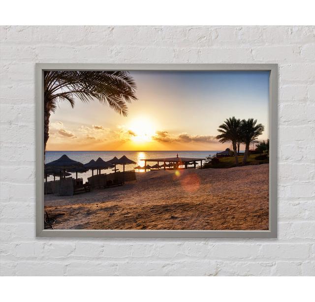 Evening On The Sands Framed Print Wall Art House of Hampton Size: 100.1cm H x 141.4cm W x 3.3cm D, Format: Light Grey Framed Canvas on Productcaster.