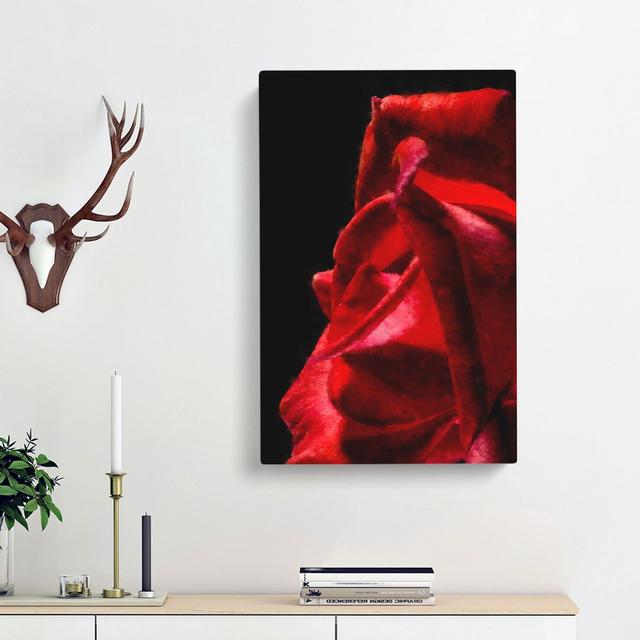 Petals of a Red Rose - Wrapped Canvas Painting Print East Urban Home Size: 91cm H x 60cm W x 3cm D on Productcaster.