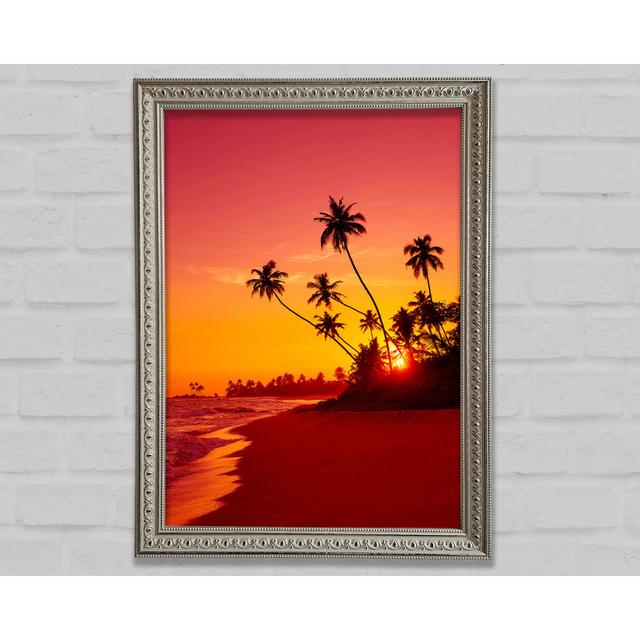 Gerahmtes Leinwandbild As The Sun Sets Under The Palm Trees Haus am Meer Größe: 59,7 cm H x 42 cm B on Productcaster.