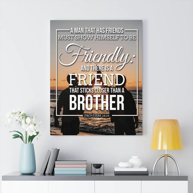 Friendly Proverbs 18:24 - Wrapped Canvas Typography Blue Elephant Size: 61cm H x 46cm W on Productcaster.