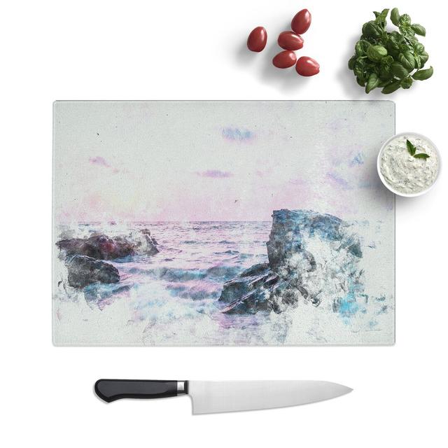 Tempered Glass View of the Sunset in India Watercolour Chopping Board East Urban Home Size: 28.5 cm x 39 cm on Productcaster.