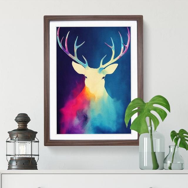 Colourful Stag No.3 Abstract - Picture Frame Graphic Art 17 Stories Size: 64cm H x 46cm W x 2cm D, Frame Colour: Walnut on Productcaster.