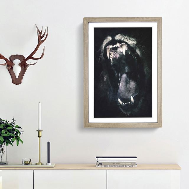 Roaring Lion - Single Picture Frame Painting on MDF East Urban Home Size: 87cm H x 62cm W x 2cm D, Frame Option: Oak Framed on Productcaster.