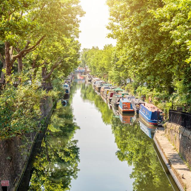 Narrow Boats Moored At Regent's Canal In Little Venice London by _ultraforma_ - No Frame Art Prints on Canvas 17 Stories Size: 76cm H x 76cm W on Productcaster.