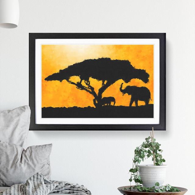 Mother and Baby Elephant Vol.2 - Picture Frame Painting East Urban Home Size: 36cm H x 48cm W x 2cm D, Frame Option: Black Framed on Productcaster.