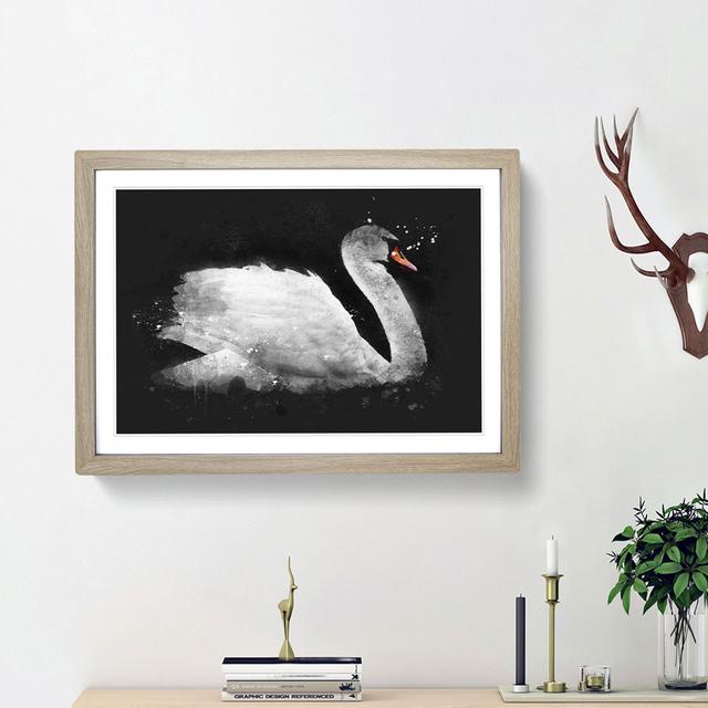 White Swan Swimming - Picture Frame Graphic Art Print East Urban Home Size: 24cm H x 33cm W x 2cm D, Frame Option: Oak Framed on Productcaster.