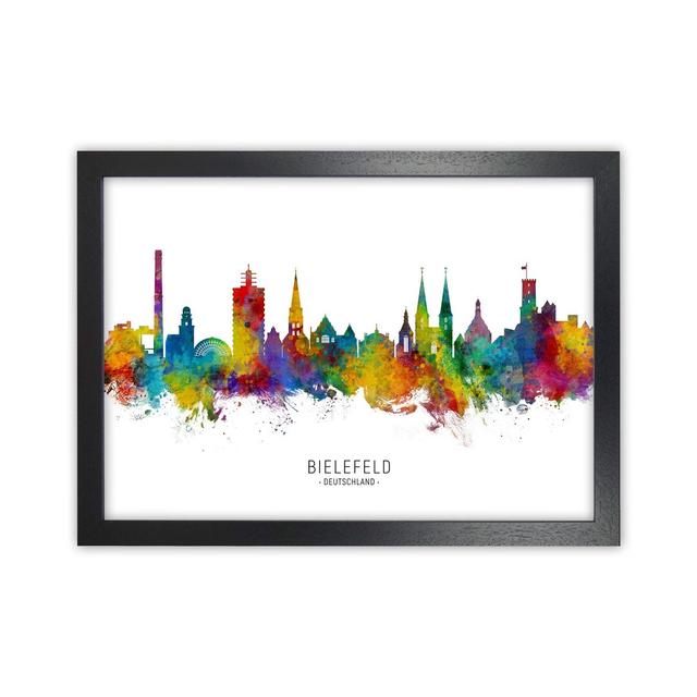 Bielefeld Germany Skylineby Michael Tompsett-Graphic Art Latitude Run Size: 25cm H x 34cm W x 3cm D, Format: Black Framed on Productcaster.