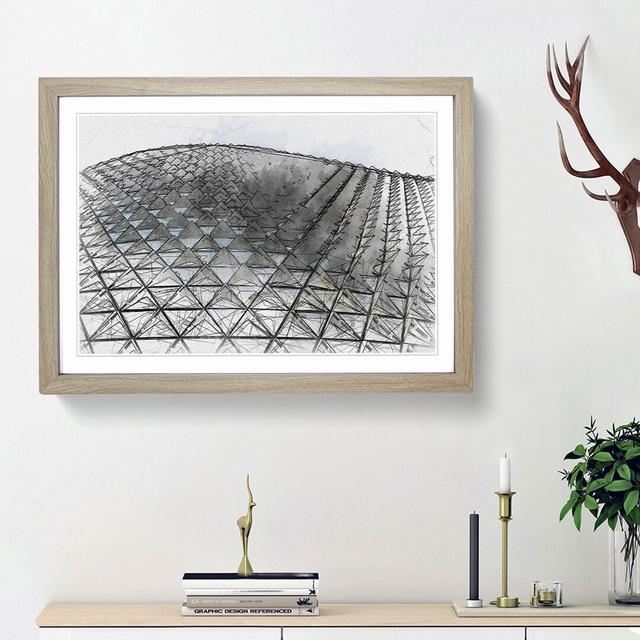 Architecture Sketch Vol.16 in Abstract - Picture Frame Drawing Print East Urban Home Size: 27cm H x 36cm W x 2cm D, Frame Option: Oak Framed on Productcaster.