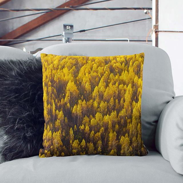 Golden Forest in Abstract Cushion with Filling East Urban Home Size: 40cm H x 40cm W x 15cm D on Productcaster.