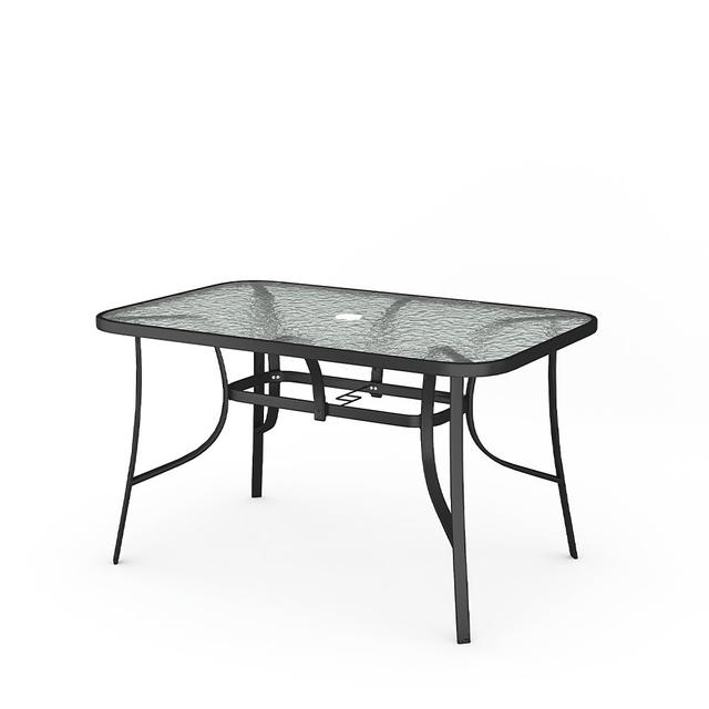 Courchevel Steel Dining Table Sol 27 Outdoor Size: 72cm H x 120cm W x 80cm L , Table Base Colour: Black on Productcaster.