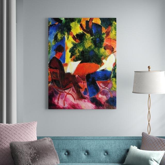 'Couple at the Garden Table' by Macke August Painting Print East Urban Home Size: 120cm H x 90cm W x 1.8cm D on Productcaster.