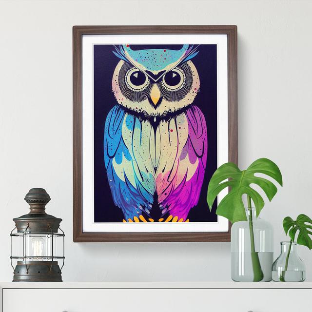 Owl in No.3 - Picture Frame Graphic Art Latitude Run Frame Colour: Walnut, Size: 46cm H x 34cm W x 2cm D on Productcaster.