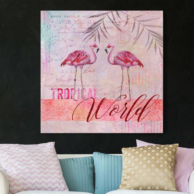 Leinwandbild Tropische Welt Flamingos Sansibar Home Format: 260g/m² Canvas, Größe: 80 cm H x 80 cm B on Productcaster.