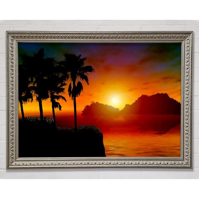 Palm Tree Orange Sun - Print Bright Star Size: 42cm H x 59.7cm W on Productcaster.