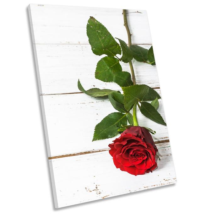 Rose on Floorboards - Wrapped Canvas Photograph 17 Stories Size: 121.9cm H x 81.3cm W on Productcaster.