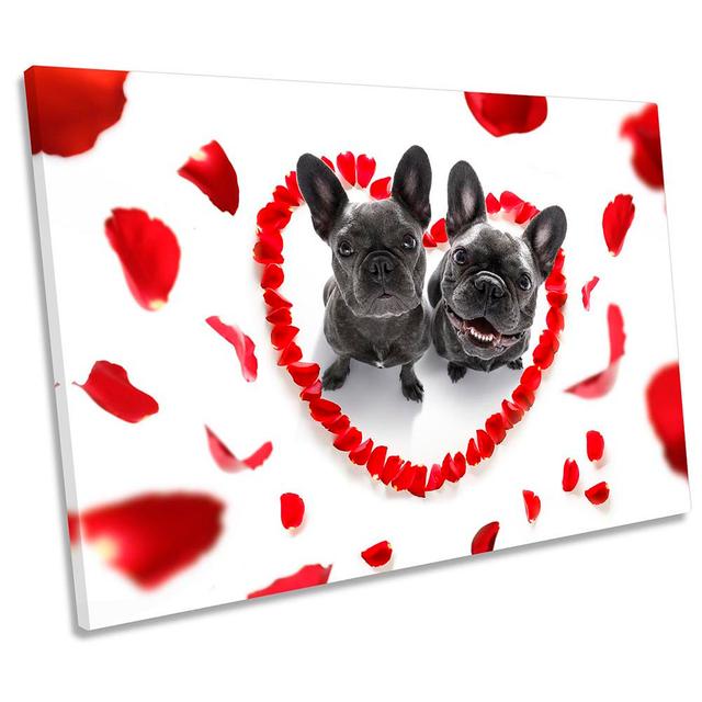 French Bulldogs Love Heart - Wrapped Canvas Print The Seasonal Aisle Size: 61cm H x 91.4cm W x 4cm D on Productcaster.