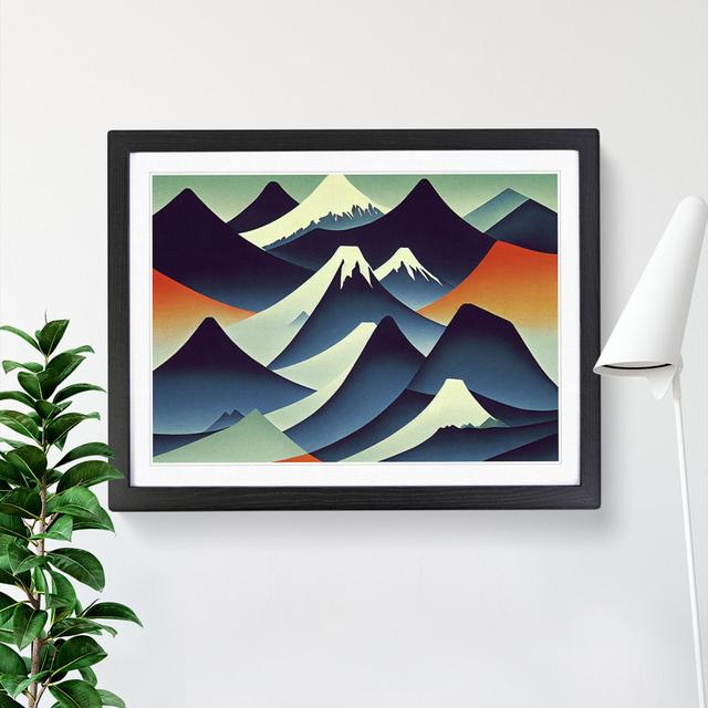 Abstract Japanese Mountains Vol.2 - Single Picture Frame Print 17 Stories Size: 34cm H x 46cm W x 2cm D, Frame Colour: Black on Productcaster.